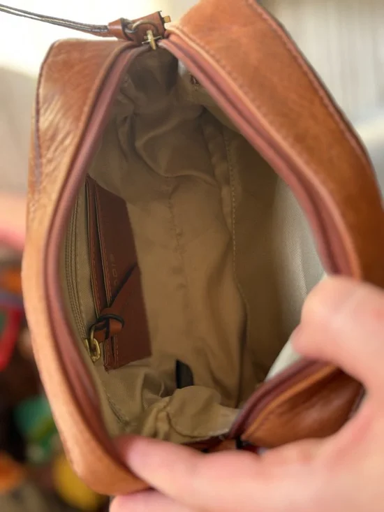 Lodis Cognac Brown Leather Crossbody Bag Adjustable Strap Vintage Texas Purse - Picture 15 of 16